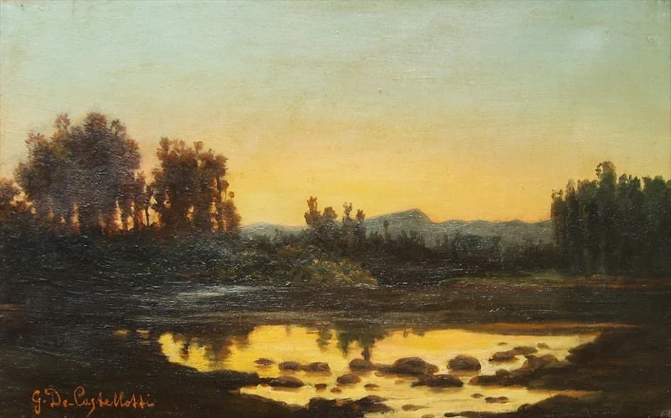 Gaetano de Castellotti - Paesaggio con palude, olio su tela