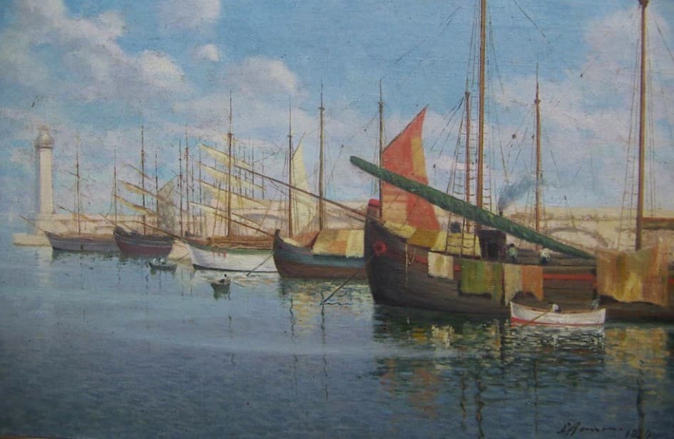 Liborio Romano: Seascape and Port of Molfetta, 1924
