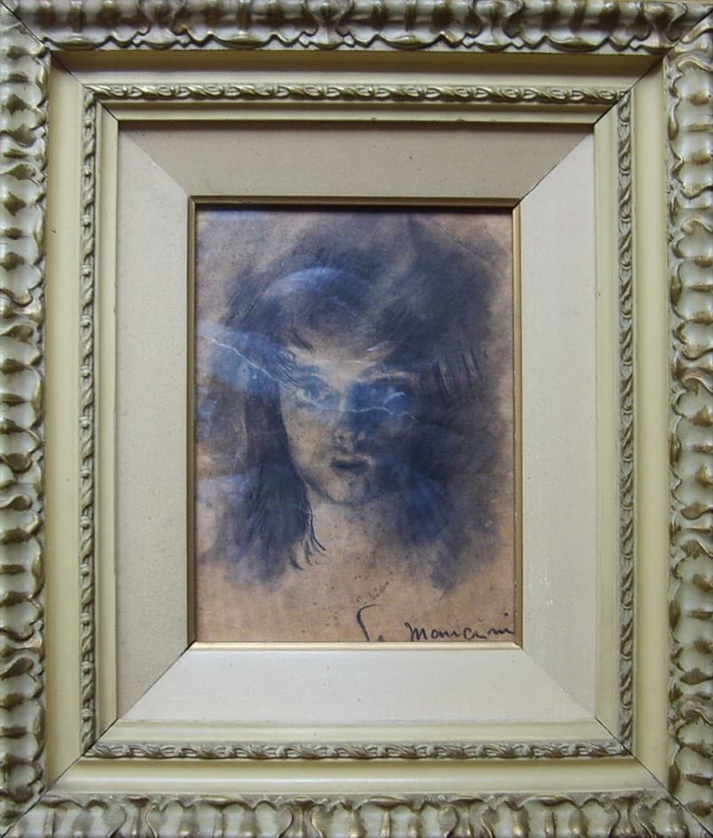 Disegno: Volto di Mancini (Antonio?) a carboncino su carta