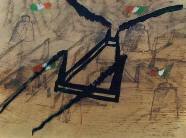 Marco del Re: tecnica mista Fabbriche, c.1980