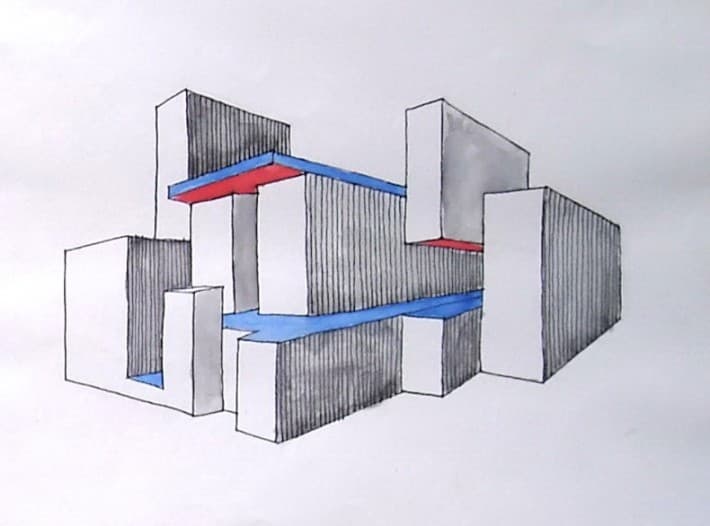 Pastore - Disegno tecnica mista, 1950-60