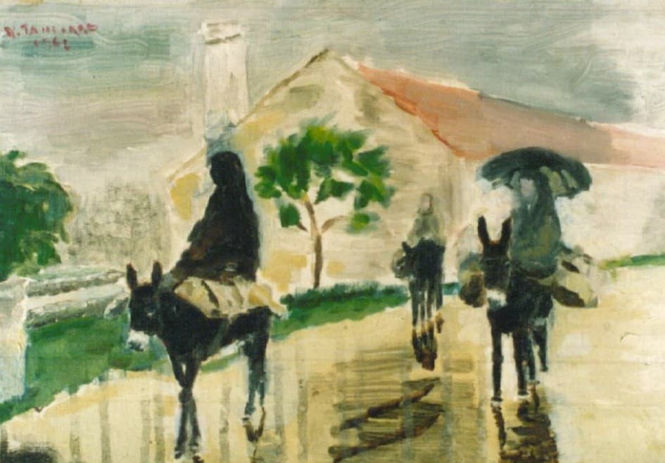 Vito Tangorra - Paesaggio con figure, 1962