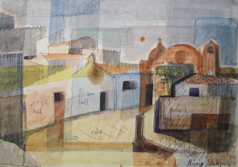 Alfredo Bortoluzzi - Veduta di Nuoro, Sardegna
