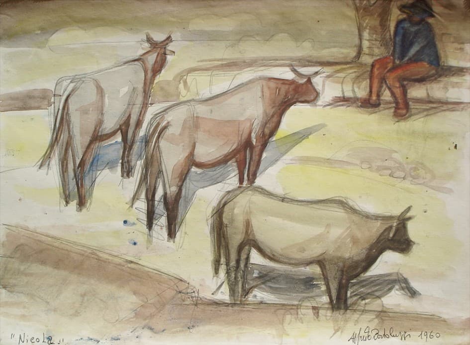 Alfredo Bortoluzzi - Nicola e le vacche, 1960