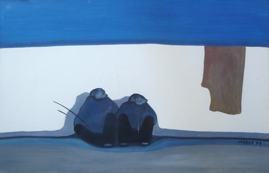 Cabras: Figure Sedute, Acrilico su Tela, 1977